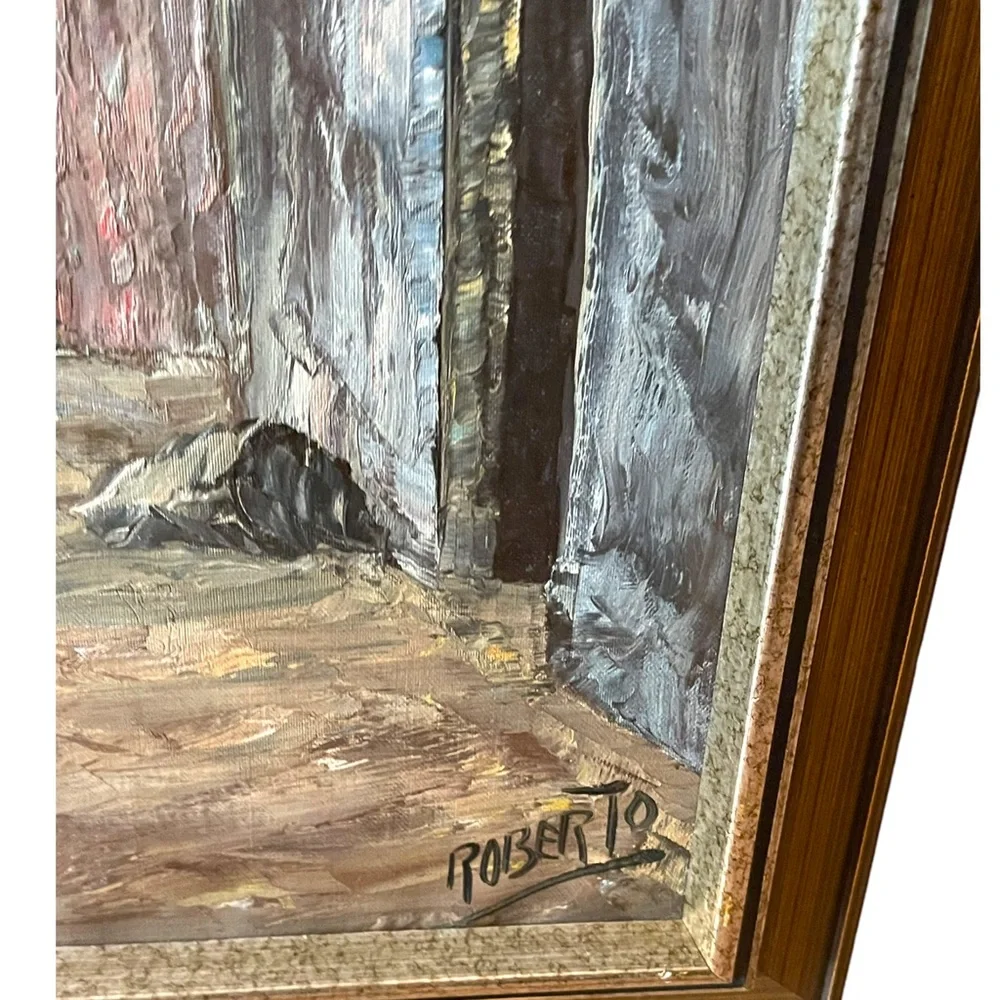 Vintage Nautical Oil Painting on Canvas Signed ROBERTO Sail boats Mid Century - Picture 8 of 12